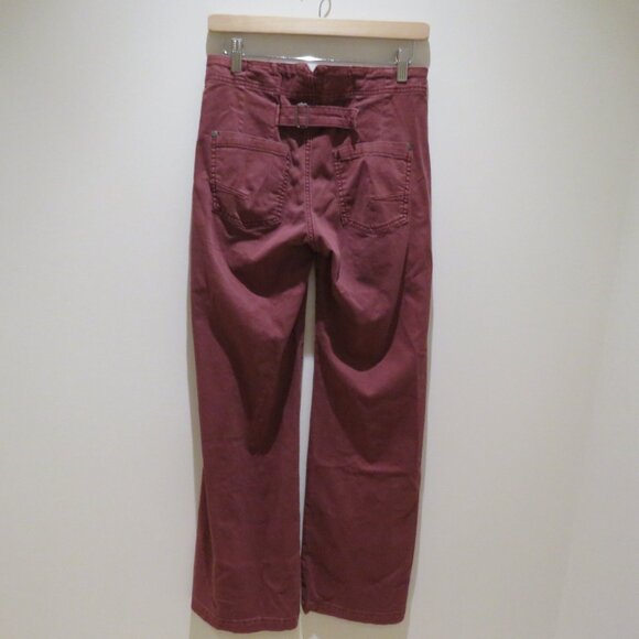 ANTHROPOLOGIE PILCRO The Kit High-Rise Wide-Leg Utility Trouser Pants in Maroon - Picture 9 of 14